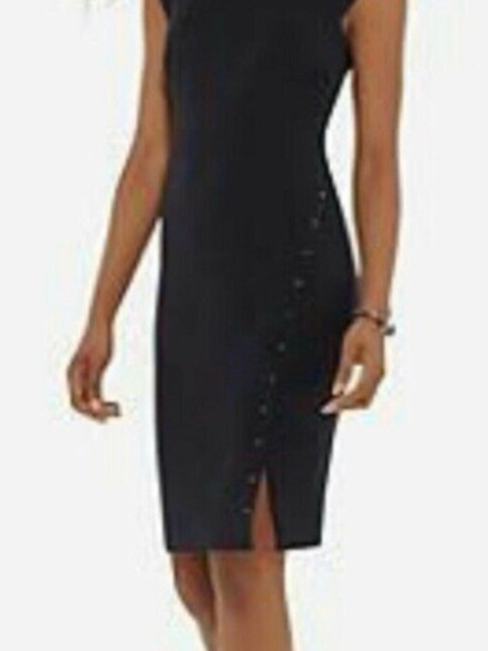 Title  Limited LTD Sleeveless Sheath Dress Dark Navy Studded Slit Side Size 6
